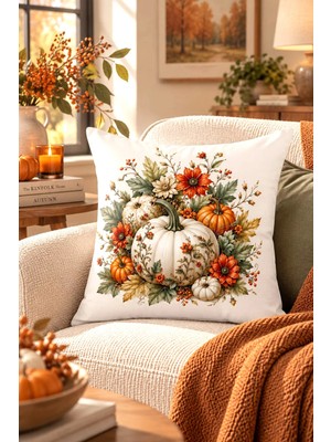 Bertille Home Sonbahar Serisi Çift Tarafı Dijital Baskılı Kırlent Kılıfı (Halloween Autumn)