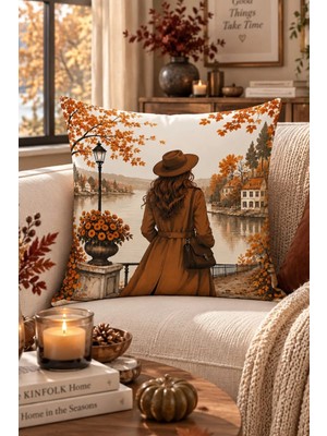 Bertille Home Sonbahar Serisi Çift Tarafı Dijital Baskılı Kırlent Kılıfı (Halloween Autumn)