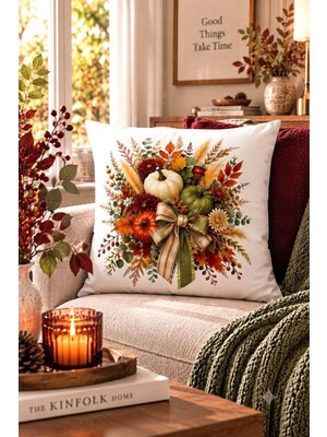 Bertille Home Sonbahar Serisi Çift Tarafı Dijital Baskılı Kırlent Kılıfı (Halloween Autumn)