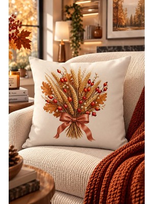 Bertille Home Sonbahar Serisi Çift Tarafı Dijital Baskılı Kırlent Kılıfı (Halloween Autumn)