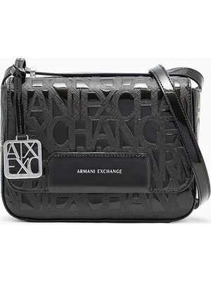 Armani Exchange Kadın Logo Desenli Manyetik Kapamalı Siyah Omuz Çantası XW001577 AF17290-UC001