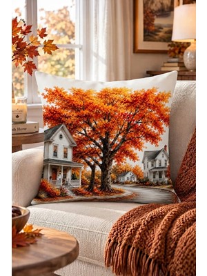 Bertille Home Sonbahar Serisi Çift Tarafı Dijital Baskılı Kırlent Kılıfı (Halloween Autumn)