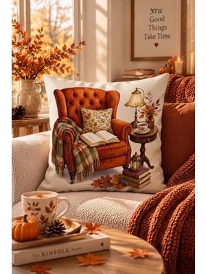 Bertille Home Sonbahar Serisi Çift Tarafı Dijital Baskılı Kırlent Kılıfı (Halloween Autumn)