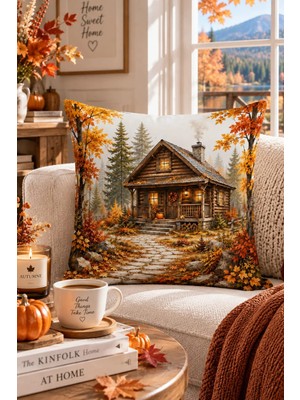 Bertille Home Sonbahar Serisi Çift Tarafı Dijital Baskılı Kırlent Kılıfı (Halloween Autumn)