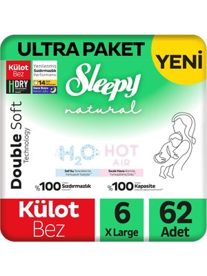 Sleepy Natural Double Soft Ultra Paket Külot Bez 6 Numara Xlarge 62 Adet