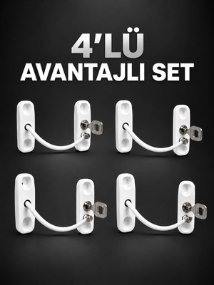 Astraltech Pencere Güvenlik Kilidi Anahtarlı Çocuk Emniyet Kilidi 4’lü Set