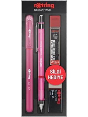 4 Adet Rotring  Visuclick + Jel Okul Seti- 0.7 mm Pembe