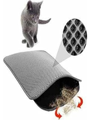 Velora Tineke Elekli Kedi Tuvalet Önü Paspası Kedi Paspası Gri 60X42 cm