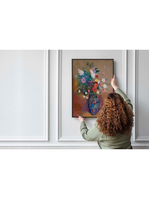 Pegziz Sembolist Çiçek Natürmortu Çerçeveli Sanat Poster Duvar Dekoru