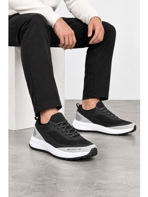 Ht Hotin Cipher Erkek Bağcıklı Günlük Sneaker Spor Ayakkabı Siyah-Beyaz