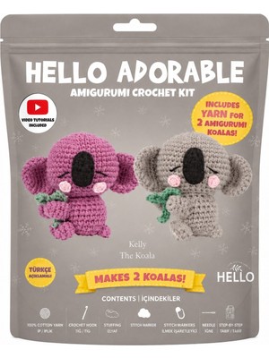 BakGelAl Hello Adorable Amigurumi Koala Yapım Kiti – 2 Sevimli Koala BFF Kendin Yap Hobi Seti