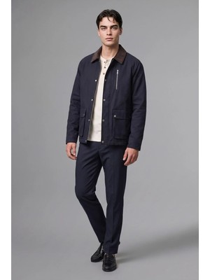 DeFacto Regular Fit Polo Yaka Cepli Kadife Yaka Fermuarlı Astarlı Mont F0814AX25AU