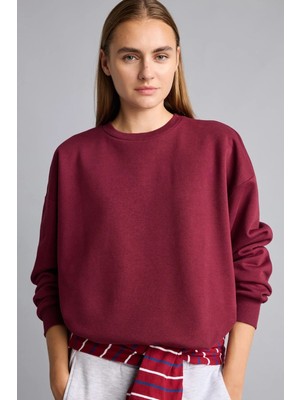 DeFacto Oversıze Bisiklet Yaka Basıc Kalın Sweatshirt F9628AX25AU