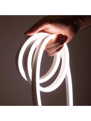 Ema Dükkan 12 Volt 3 Metre Naturel Beyaz Neon LED Işık Esnek Silikonlu 4000K Renkli Aydınlatma