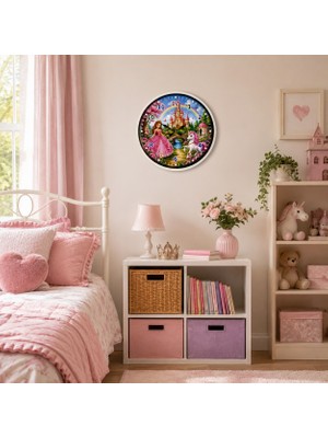 Teknoparkx Masal Şatosu Beyaz 36 x 36 cm Duvar Saati