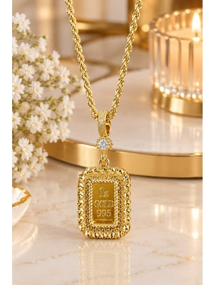Vipfoni Gold Renk Içi Kaplama Gram Dolgulu 60 cm Burgu Zincirli Dorikalı Kolye