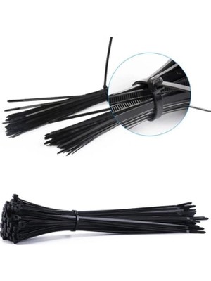 Siyah 20CM Kablo Bağı Plastik Cırt Kelepçe TOPLAYICI-100 Adet