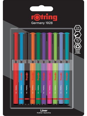 Fineliner, Ince Keçe Uçlu Kalem 0.4 Mm, 10'lu Paket, Karışık Renkler