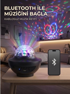 Astraltech Bluetooth Rgb Parti Işığı Hoparlörlü Disko Lambası Mp3 USB ve Hafıza Kartı Destekli