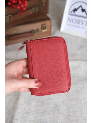 Norvi Leather Fermuarlı Akordiyon Bölmeli Deri Kartlık 1260
