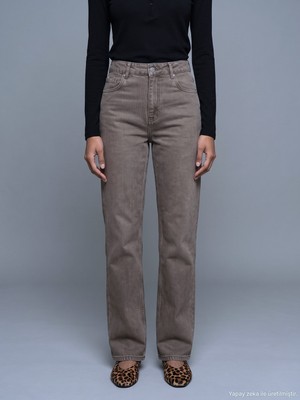 Dilvin 72354 %100 Lyocell Wide Leg Jean-Kahve