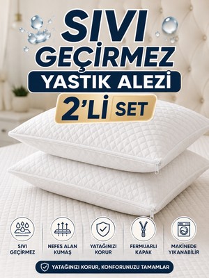 Biva Daimond Line  Sıvı Geçirmez Yastık Alezi 2 Adet Fermuarlı 50X70 cm Yastık Kılıfı