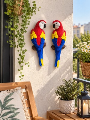 Bubu Home 2'li Reçine Papağanı Bahçe ve Balkon Süsü