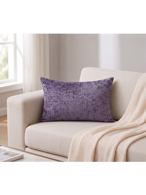 Kilia Home Mürdüm Renk Dokulu Kadife Kırlent Kılıfı Premium Döşemelik Dekoratif Yastık Kılıfı