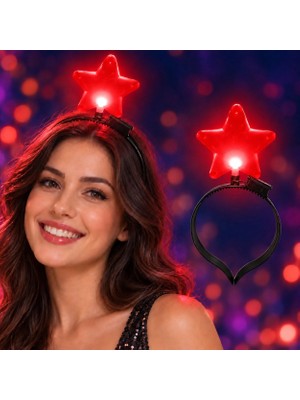 Aslanoğlu Store Büyük Mega Yıldız Işıklı LED Parti Tacı Kırmızı Renk