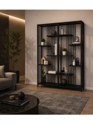 Evdera Mobilya Siyah Metal Kitaplık