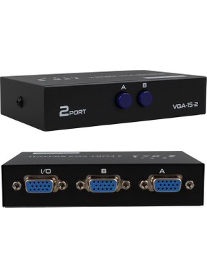 Svoria Store PM-4263 2 Port Giriş 1 Çıkış Manuel VGA Splitter Toplayıcı Switch (2 Pc 1 Ekran)