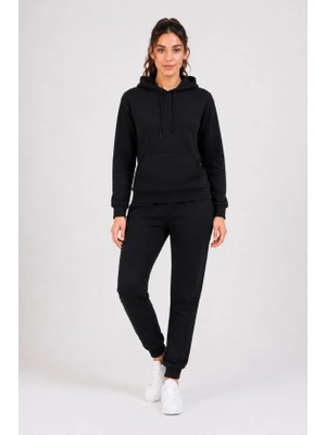 Alyn Wear Iki Iplik Kapüşonlu Kanguru Cepli Jogger Alt Üst Eşofman Takımı - Siyah