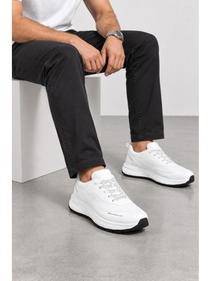Ht Hotin Cipher Erkek Bağcıklı Günlük Sneaker Spor Ayakkabı - Beyaz