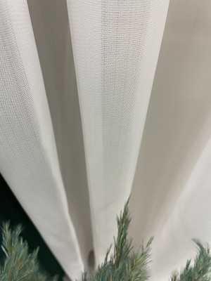 Brillant Kendinden Çizgili Parlak Kırık Beyaz 1/3 Sık Pile Tül Perde