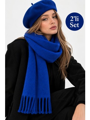 Wearflawless Kadın 2'li Takım Atkı ve Ressam Beresi Seti, Kışlık Hediye, Sevgililer Günü Hediyesi