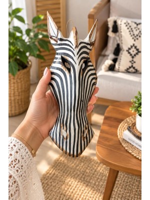 Ahşap Maske 31 cm Zebra Dekoratif Etnik Duvar Süsü
