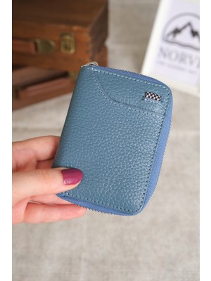 Norvi Leather Fermuarlı Akordiyon Bölmeli Küçük Deri Kartlık 1265