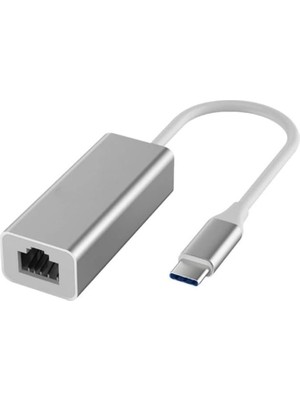 Velora Coverzone Gigabit Type-C To Ethernet RJ45 Çevirici Kablolu Internet Dönüştürücü 1000MBPS Macbook Ile Uyumlu Notebook Ile Uyumlu Alüminyum Kasa Tak Çalıştır Usb-C To Lan Adaptörü RJ45 Tip-C ZR117