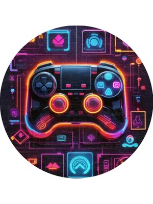 Velora Depoba Gampe Kadife Oyuncu Odası Halısı Kaymaz Pamuk Tabanlı Yıkanabilir Antibakteriyel Yuvarlak Gamer, Gaming Halısı 100X100