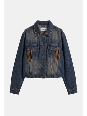 It's Basic Kadın T.kot Rengi 2W6-8 Kemer Boy Süet Detaylı Tasarım Denim Ceket