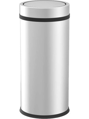 Vinoks Premium Serisi Pratik Döner Kapaklı 20 Litre Mutfak/banyo Çöp Kovası Paslanmaz Krom, 20L
