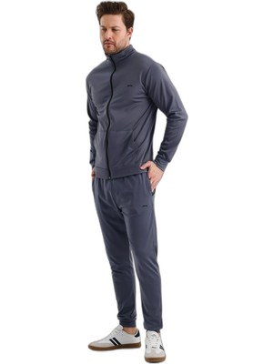 Velora Slazenger Kloten In Erkek Fermuarlı Dik Yaka Cepli Gri Eşofman Takımı