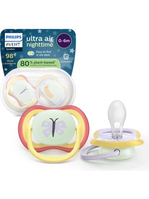 Philips Avent Ultra Air Gece Emziği, Ortadontik, Karanlıkta Parlayan, 0-6 Ay, Kız, SCF376/25