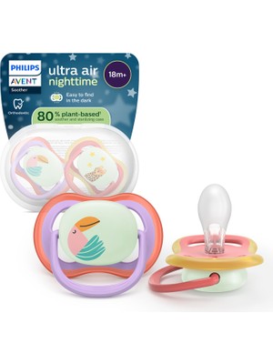 Philips Avent Ultra Air Gece Emziği, Ortadontik, Karanlıkta Parlayan, 18+ Ay, Kız, SCF376/33