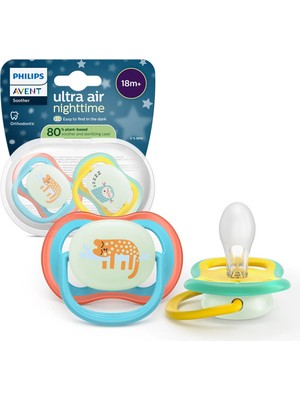 Philips Avent Ultra Air Gece Emziği, Ortadontik, Karanlıkta Parlayan, 18+ Ay, Erkek, SCF376/32