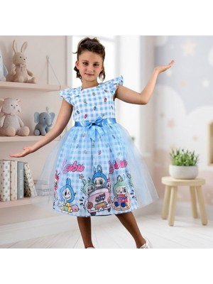 Tny Kids Collection Kız Çocuk Pötikareli Tül Detaylı Doğum Günü ve Parti Elbisesi