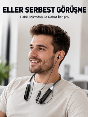 Astraltech Uzun Kullanım Süreli Bluetooth Kulaklık Boyun Bantlı Mikrofonlu Kablosuz Müzik ve Görüşme Kulaklığı