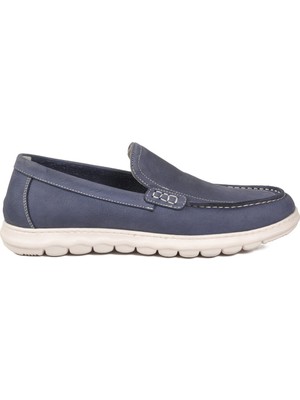 Voyager Mavi Nubuk Hakiki Deri Anatomik Hafızalı Rahat Taban Erkek Casual Ayakkabı Loafer M732