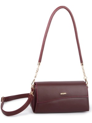 Nas Bag Kadın Sade Şık Omuz ve Çapraz Çanta (En 24 cm ;boy 12 cm ) Bordo