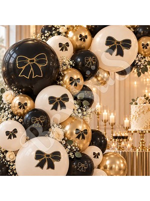 BeySüS Siyah Gold Fiyonk Balon Süsü 28’li
